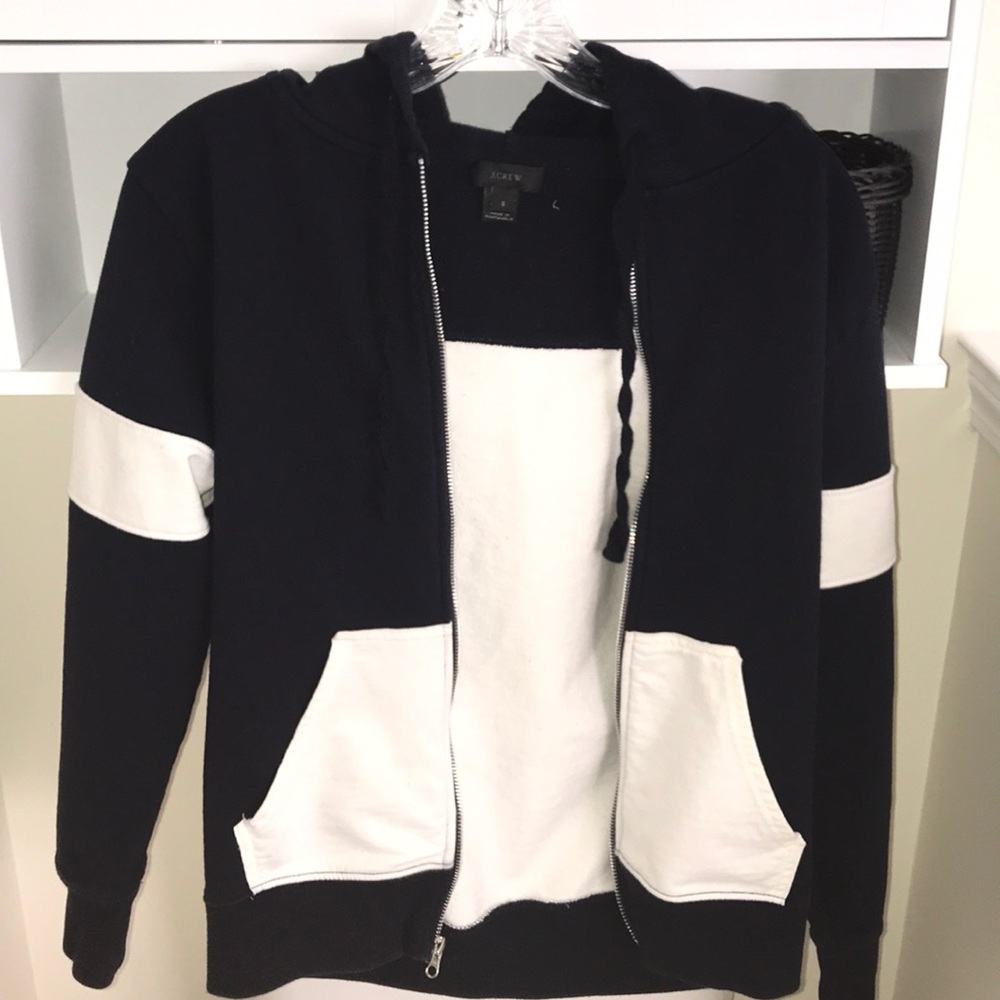 JCREW NAVY AND WHITE ZIPUP SWEATSHIRT